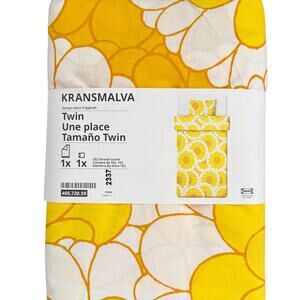 IKEA KRANSMALVA Yellow Floral Twin Duvet Cover and Pillowcase
